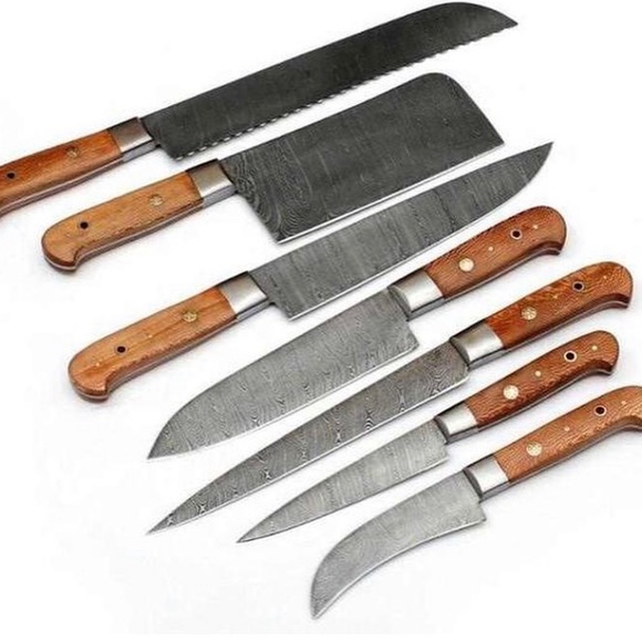 Custom made Damascus steel Chef Knife set 7Pcs - Picture 2 of 4